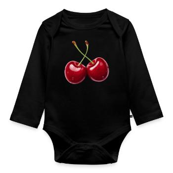 Cherry - Organic Longsleeve Baby Bodysuit - black - Front