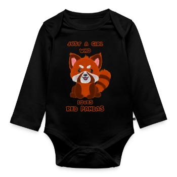 Just A Girl Who Loves Red Pandas - Organic Longsleeve Baby Bodysuit - black - Front