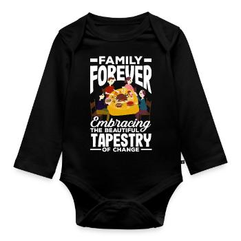 Family Forever Embracing the Beautiful Tapestry - Organic Longsleeve Baby Bodysuit - black - Front