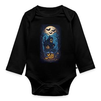 Happy Halloween I Gift - Organic Longsleeve Baby Bodysuit - black - Front