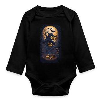 Happy Halloween I Gift - Organic Longsleeve Baby Bodysuit - black - Front