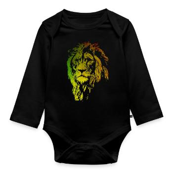Lion coloré métallisé - Body Bébé bio manches longues - noir - Devant
