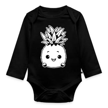 Pineapple - Organic Longsleeve Baby Bodysuit - black - Front