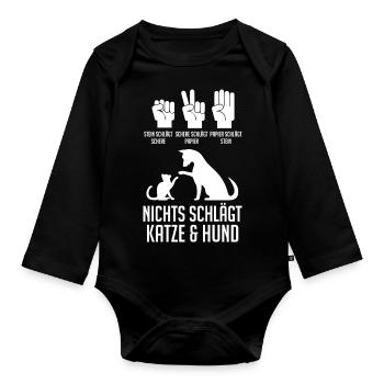 Hunde Katzenliebhaber Hundeliebhaber Katzen - Baby Bio-Langarm-Body - Schwarz - Vorne