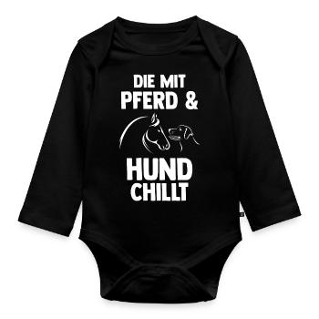 Hunde Pferdeliebhaber Hundeliebhaber Pferde - Baby Bio-Langarm-Body - Schwarz - Vorne