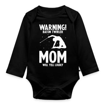 Gymnastik Design für Taktstock drehen - Baby Bio-Langarm-Body - Schwarz - Vorne