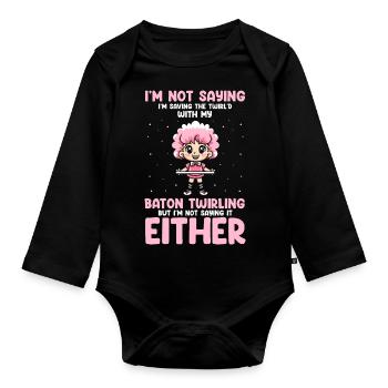 Gymnastik Design für Taktstock drehen - Baby Bio-Langarm-Body - Schwarz - Vorne