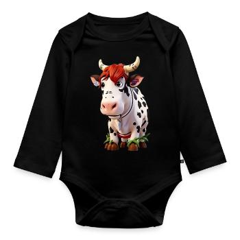 Vache enfantine - Body Bébé bio manches longues - noir - Devant