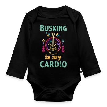Busking est mon guitariste cardio guitariste drôle - Body Bébé bio manches longues - noir - Devant