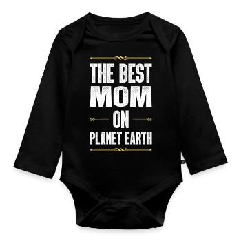 Meilleure maman Mom Citation Maman - Body Bébé bio manches longues - noir - Devant