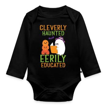 Clever ghostly characters Scary educated teacher H - Organic Longsleeve Baby Bodysuit - black - Front