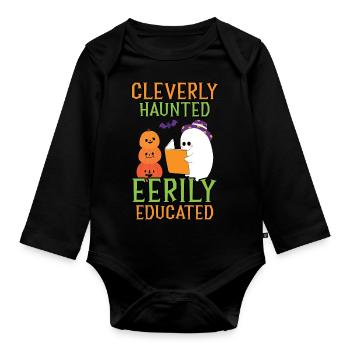 Cleverly haunted, eerily educated teacher Hall - Organic Longsleeve Baby Bodysuit - black - Front