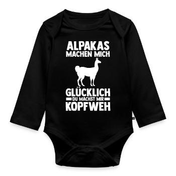 Alpaka - Baby Bio-Langarm-Body - Schwarz - Vorne