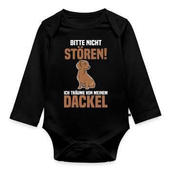 Hund Dackel - Baby Bio-Langarm-Body - Schwarz - Vorne