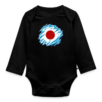 Drapeau du Japon utilisé Look Nihon drapeau japonais - Body Bébé bio manches longues - noir - Devant