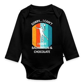 Badminton Federball Badmintonspieler Schokolade - Baby Bio-Langarm-Body - Schwarz - Vorne
