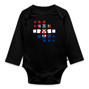 Kroatien Flagge Adria Zagreb Kroatische Fahne - Baby Bio-Langarm-Body - Schwarz - Vorne