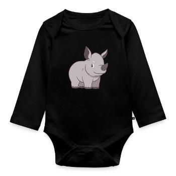 Rhinoceros - Organic Longsleeve Baby Bodysuit - black - Front
