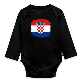 Drapeau de la Croatie Mer Adriatique Drapeau de Zagreb Croate - Body Bébé bio manches longues - noir - Devant