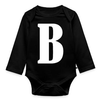 B - Organic Longsleeve Baby Bodysuit - black - Front