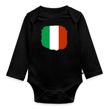 Drapeau de l’Italie Vintage Drapeau italien Look vieilli - Body Bébé bio manches longues - noir - Devant