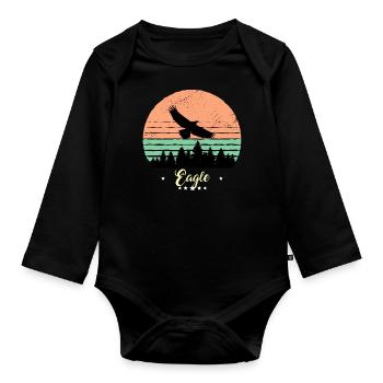 Adler Vintage Tiere Greifvogel Vogel - Baby Bio-Langarm-Body - Schwarz - Vorne