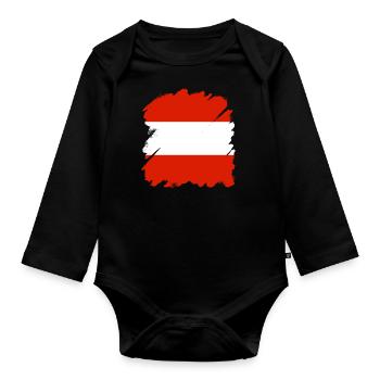 Austria Flag Austria Austrian Flag AT - Organic Longsleeve Baby Bodysuit - black - Front