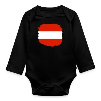 Austria Flag Austria Austrian Flag AT - Organic Longsleeve Baby Bodysuit - black - Front