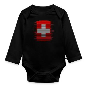 Drapeau de la Suisse Vintage Cross Used Look Suisse - Body Bébé bio manches longues - noir - Devant