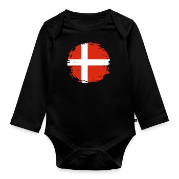 Drapeau du Danemark Scandinavie Drapeau du Danemark Voyage - Body Bébé bio manches longues - noir - Devant