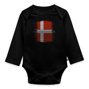 Drapeau du Danemark Drapeau de la Scandinavie Drapeau du Danemark Voyage - Body Bébé bio manches longues - noir - Devant