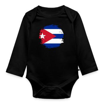 Cuba Flag Caribbean Vacation Cuba Travel Havana - Organic Longsleeve Baby Bodysuit - black - Front
