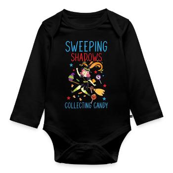 Sweeping Shadows Collecting Candy Halloween - Organic Longsleeve Baby Bodysuit - black - Front