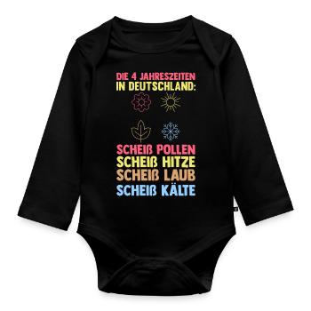 Die 4 Jahreszeiten In Deutschland - Baby Bio-Langarm-Body - Schwarz - Vorne