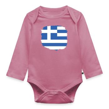 Griechenland Flagge Hellas Athen Griechische Fahne - Baby Bio-Langarm-Body - Mauve - Vorne