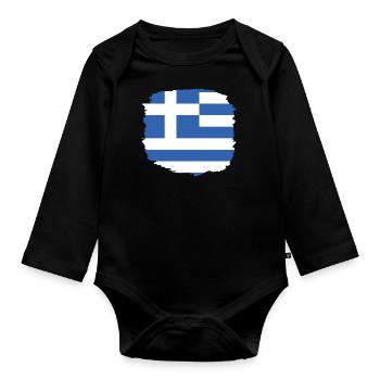 Drapeau de la Grèce Hellas Athènes Drapeau de la Grèce - Body Bébé bio manches longues - noir - Devant