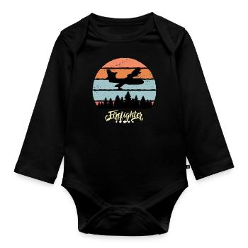 Fire Fighting Aircraft Vintage Aircraft - Organic Longsleeve Baby Bodysuit - black - Front