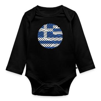 Drapeau de la Grèce Hellas Athènes Drapeau grec - Body Bébé bio manches longues - noir - Devant
