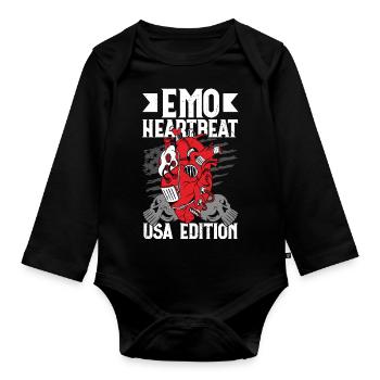 Emoticon Emo Heartbeat USA Edition Emocore - Baby Bio-Langarm-Body - Schwarz - Vorne