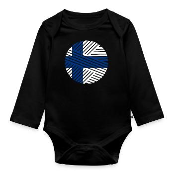Finlande Drapeau Suomi Drapeau finlandais utilisé Look - Body Bébé bio manches longues - noir - Devant