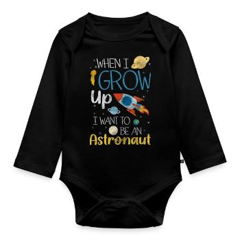 Space Stars Moon - Organic Longsleeve Baby Bodysuit - black - Front
