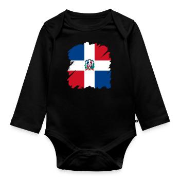 République dominicaine drapeau Dom Rep drapeau Voyage - Body Bébé bio manches longues - noir - Devant