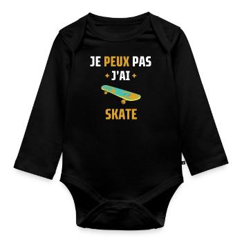 je peux pas j'ai skate - Body Bébé bio manches longues - noir - Devant