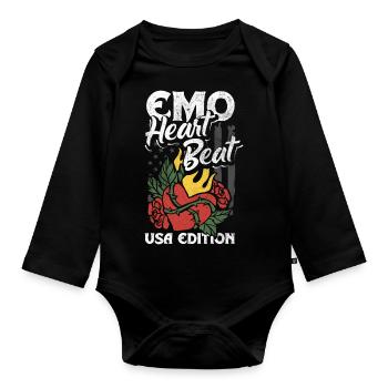 Emoticon Emo Heartbeat USA Edition Emocore - Baby Bio-Langarm-Body - Schwarz - Vorne