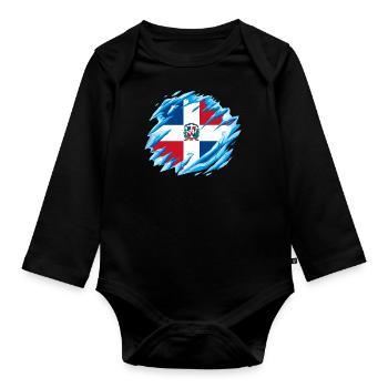 Dominican Republic Flag Dom Rep Flag Travel - Organic Longsleeve Baby Bodysuit - black - Front