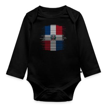 Dominican Republic Flag Dom Rep Flag Travel - Organic Longsleeve Baby Bodysuit - black - Front