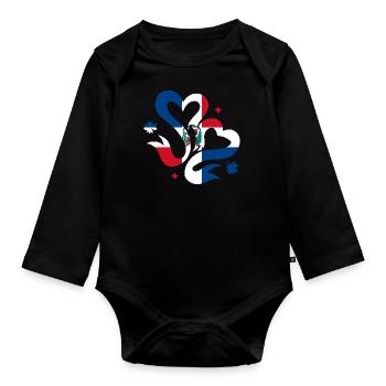Drapeau de la France Look en détresse Drapeau français - Body Bébé bio manches longues - noir - Devant