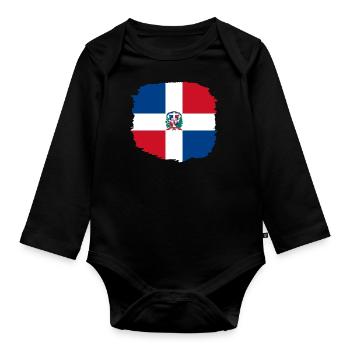 Dominican Republic Flag Dom Rep Flag Travel - Organic Longsleeve Baby Bodysuit - black - Front