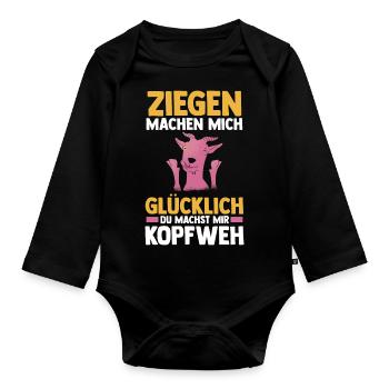 Bauernhof Landwirt Bauer Ziegen - Baby Bio-Langarm-Body - Schwarz - Vorne
