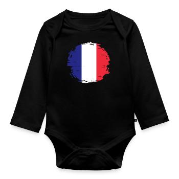 Drapeau de la France Look en détresse Drapeau français - Body Bébé bio manches longues - noir - Devant